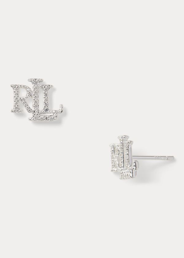 Women's Ralph Lauren Sterling Logo Earrings | 912736POX